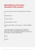 NUR 448 Exam 3 &lpar;Practice Questions&rpar; with answers