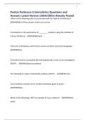 Paxton Patterson Criminalistics Questions and Answers Latest Version &lpar;2024&sol;2025&rpar; Already Passed