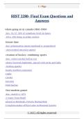 HIST 2280- Final Exam Questions and  Answers