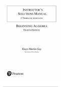 INSTRUCTOR&rsquo;S SOLUTIONS MANUAL &mdash; Beginning Algebra&comma; 8th Edition &mdash; Elayn Martin-Gay &mdash; ISBN 9780135176931