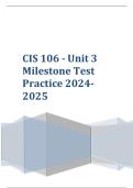 CIS 106 - Unit 3 Milestone Test Practice 2024- 2025