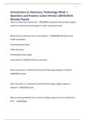 Introduction to Veterinary Technology Week 1- Questions and Answers Latest Version &lpar;2024&sol;2025&rpar; Already Passed