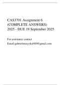 CAS3701 Assignment 6 &lpar;COMPLETE ANSWERS&rpar; 2025 - DUE 19 September 2025