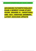 ADVANCED PATHOPHYSIOLOGY EXAM 4 NEWEST   ADVANCED PATHOPHYSIOLOGY  EXAM 4 NEWEST EXAM STUDY  GUIDE&period; GRADED A&plus;&period; QUESTIONS  AND 100&percnt; VERIFIED ANSWERS&period;  LATEST 2025&sol;2026 UPDATE 