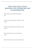 WSET SAKE LEVEL 3 EXAM QUESTIONS AND ANSWERS 2025- 2026 GUARANTEED PASS