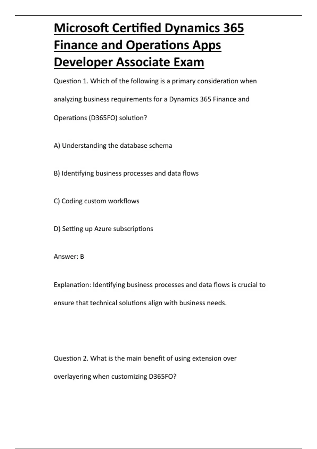 Microsoft Certified Dynamics 365 Finance and Operations Apps Developer ...
