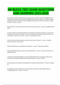 HR BLOCK TEST EXAM QUESTIONS AND ANSWERS 2025&sol;2026