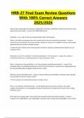 HRB-27 Final Exam Review Questions With 100&percnt; Correct Answers 2025&sol;2026