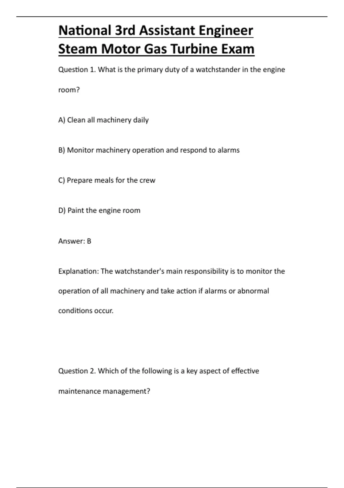 Steam Engine 3rd Worksheets.pdf National 3rd Assistant Engineer Steam Motor Gas Turbine Exam - Computer ...