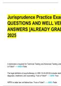 Jurisprudence Practice Exam 2025 &ndash; Questions & Verified Answers &lbrack;A&plus; Graded&rsqb;