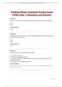 Drinking Water Treatment Practice Exam &lpar;OHIO Class 1&rpar; Questions and Answers