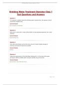 Drinking Water Treatment Operator Class 1 Test Questions and Answers