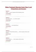Water Treatment Operator Exam Class C and D Questions and Answers