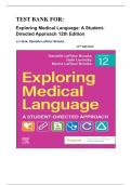 Test Bank For Exploring Medical Language&colon; A Student-Directed Approach 12th Edition By Danielle LaFleur Brooks&vert; All Chapters 1-16 Fully Covered&period;&lbrace;Latest 2026&rcub;