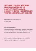 2025 OHIO Lead Risk Assessor Final Exam Version 1 140 Complete Questions and Correct Answers &vert; Newest Exam &vert; Verified Answers &vert; Just Released