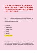 2025 ITN 100 Exam 2 75 Complete Questions and Correct Answers &vert; Newest Exam &vert; Verified Answers &vert; Just Released