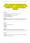 WGU C722 Project Management OA Exam 2025&sol;2026 &ndash; Actual Questions with Verified Correct Answers & Expert Solutions