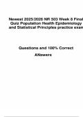 Newest 2025&sol;2026 NR 503 Week 8 Final Quiz Population Health Epidemiology and Statistical Principles practice exam