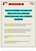 DEC25 ACADEMIC VOCABULARY WEEK 8 ACTUAL 2025&sol;2026 QUESTIONS AND 100&percnt; CORRECT ANSWERS