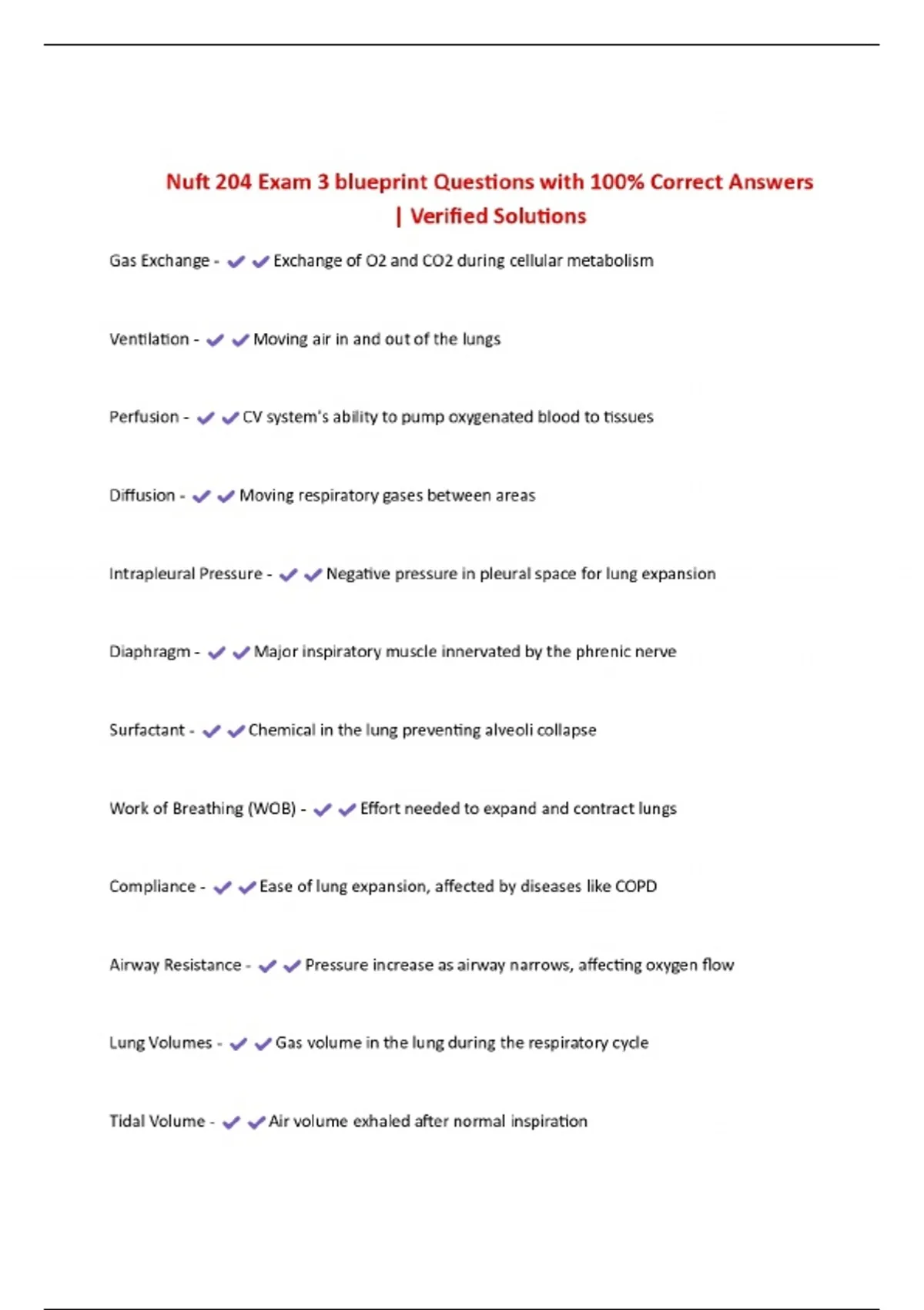 Nuft 204 Exam 3 blueprint Questions with 100% Correct Answers ...