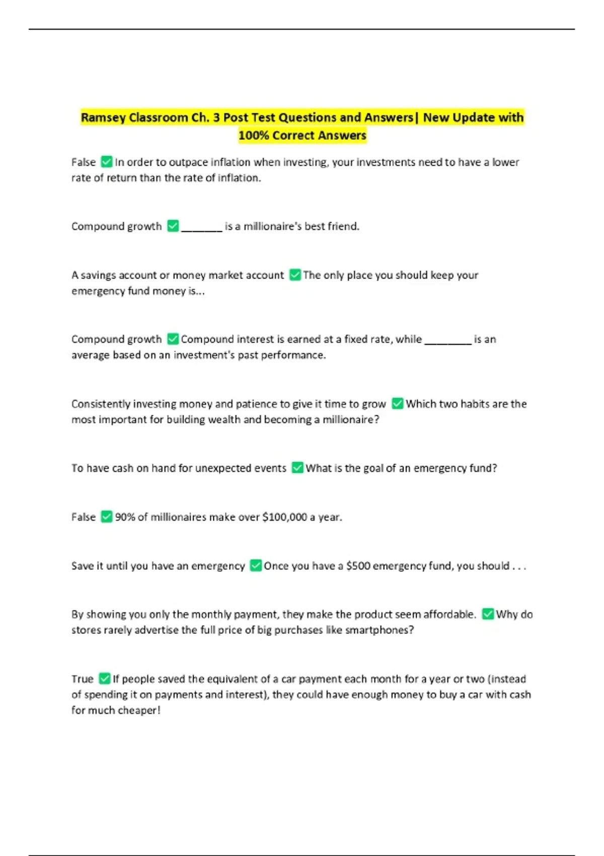 Ramsey Classroom Ch. 3 Post Test Questions and Answers| New Update with ...
