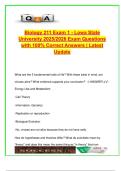 BIOLOGY 211  EXAM COMPLETE PACKAGE DEAL