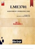 LME3701 ASSIGNMENT 2 SEMESTER 2 2025 DUE DATE&colon; SEPTEMBER 2025 