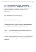 CJP Criminal Justice Practitioner Questions and Answers Latest Version &lpar;2024&sol;2025&rpar; Already Passed