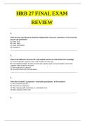 HRB 27 FINAL EXAM REVIEW