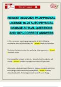 NEWEST 2025&sol;2026 PA APPRAISAL LICENSE 16-20 AUTO PHYSICAL DAMAGE ACTUAL QUESTIONS AND 100&percnt; CORRECT ANSWERS