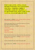 WSET SAKE LEVEL 3 FINAL EXAM  2025&sol;2026 WITH PRACTICE QUESTIONS  AND WELL-VERIFIED CORRECT  ANSWERS &vert; ALREADY GRADED A&plus; &vert;  GUARANTEED PASS &vert; WSET SAKE LEVEL  3 ACTUAL EXAM 2025 &lbrack;BRAND NEW&rsqb; 