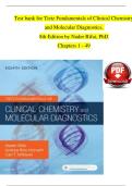 Test bank for Tietz Fundamentals of Clinical Chemistry  and Molecular Diagnostics&comma;  8th Edition by Nader Rifai&comma; PhD Chapters 1 - 49