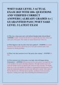 WSET SAKE LEVEL 3 ACTUAL  EXAM 2025 WITH 100&plus; QUESTIONS  AND VERIFIED CORRECT  ANSWERS &vert; ALREADY GRADED A&plus; &vert;  GUARANTEED PASS &vert; WSET SAKE  LEVEL 3 LATEST EXAM