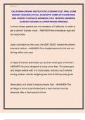 CALIFORNIA DRIVING INSTRUCTOR LICENSING TEST FINAL EXAM  NEWEST 2025&sol;2026 ACTUAL EXAM WITH COMPLETE QUESTIONS  AND CORRECT DETAILED ANSWERS &lpar;100&percnt; VERIFIED ANSWERS&rpar;  &vert;ALREADY GRADED A&plus;&vert; &vert;&vert;PROFESSOR VERIFIED&vert;&vert;