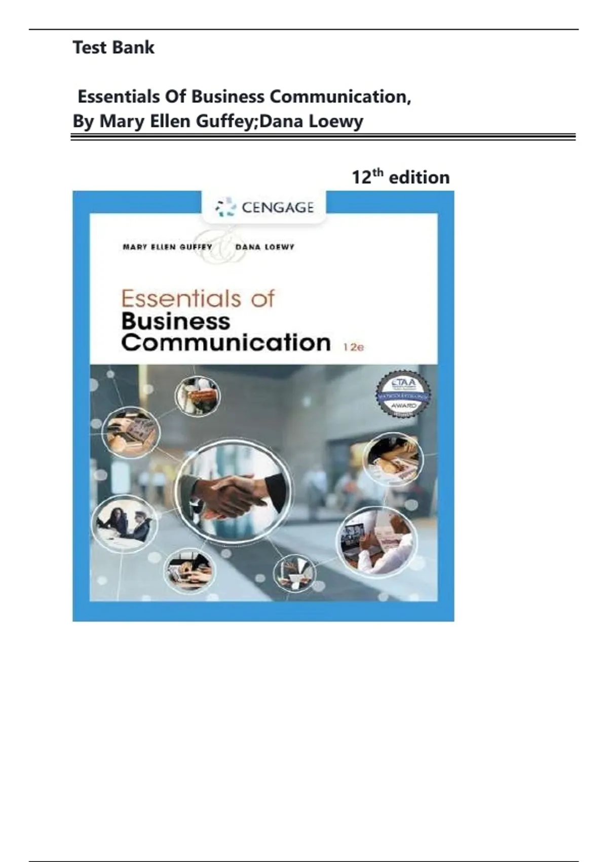 Test Bank for Essentials of Business Communication, 12th Edition by ...