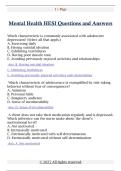 Mental Health HESI Questions and Answers 