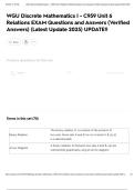 WGU Discrete Mathematics I - C959 Unit 6 Relations EXAM Questions and Answers &lpar;Verified Answers&rpar; &lpar;Latest Update 2025&rpar; UPDATE&excl;&excl;