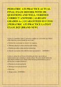 PEDIATRIC ATI PRACTICE ACTUAL  FINAL EXAM 2025&sol;2026 WITH 250  QUESTIONS AND WELL-VERIFIED  CORRECT ANSWERS &vert; ALREADY  GRADED A&plus; &vert; GUARANTEED SUCCESS  &vert; PEDIATRIC ATI PRACTICE LATEST  EXAM 2025 &lbrack;BRAND NEW&rsqb; 