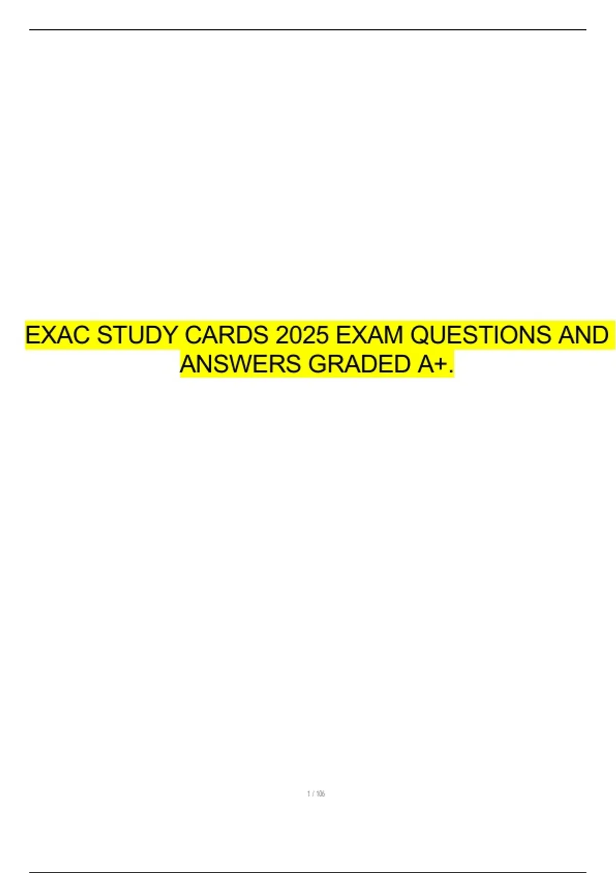 EXAC STUDY CARDS 2025 EXAM QUESTIONS AND ANSWERS GRADED A+. - EXAC ...