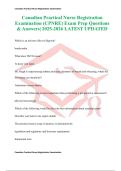 Canadian Practical Nurse Registration Examination &lpar;CPNRE&rpar; Exam Prep Questions & Answers&vert; 2025-2026 LATEST UPDATED