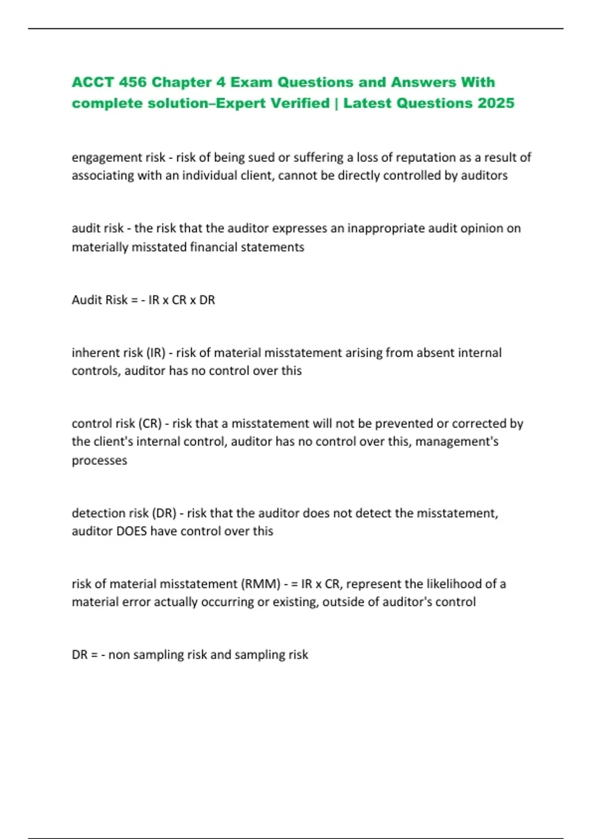 ACCT 456 Chapter 4 Exam Questions and Answers With complete solution ...