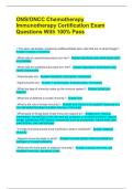 ONS&sol;ONCC Chemotherapy Immunotherapy Certification Exam Questions With 100&percnt; Pass