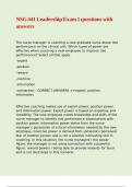 NSG 441 Leadership Exam 1 questions with answers