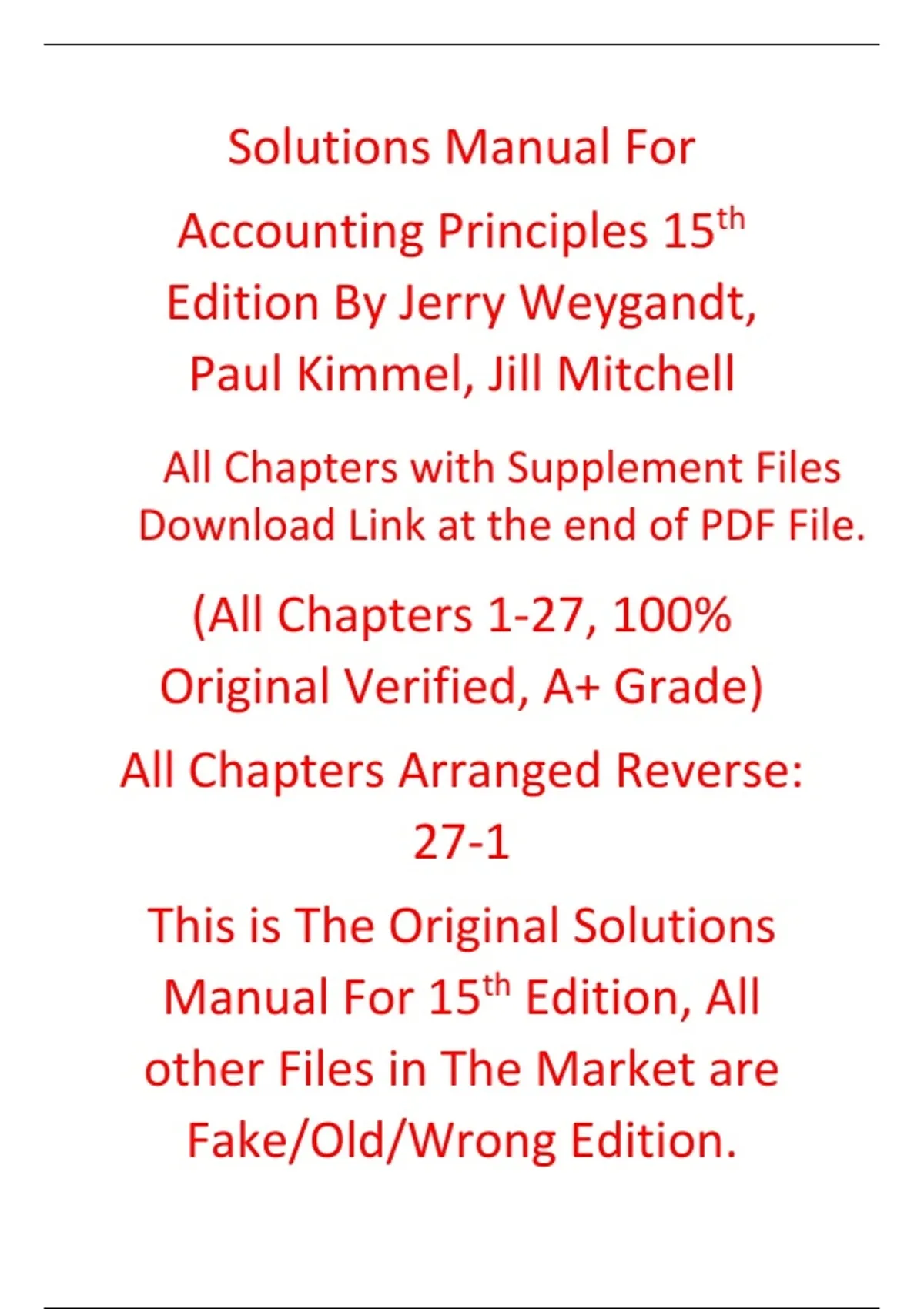 Solutions Manual Accounting Principles 15th Edition By Jerry Weygandt ...