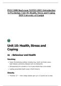 PSYC1000 final exam NOTES &lpar;DE&excl;&rpar; Introduction to Psychology Unit 10&colon; Health&comma; Stress and Coping 2025 University of Guelph