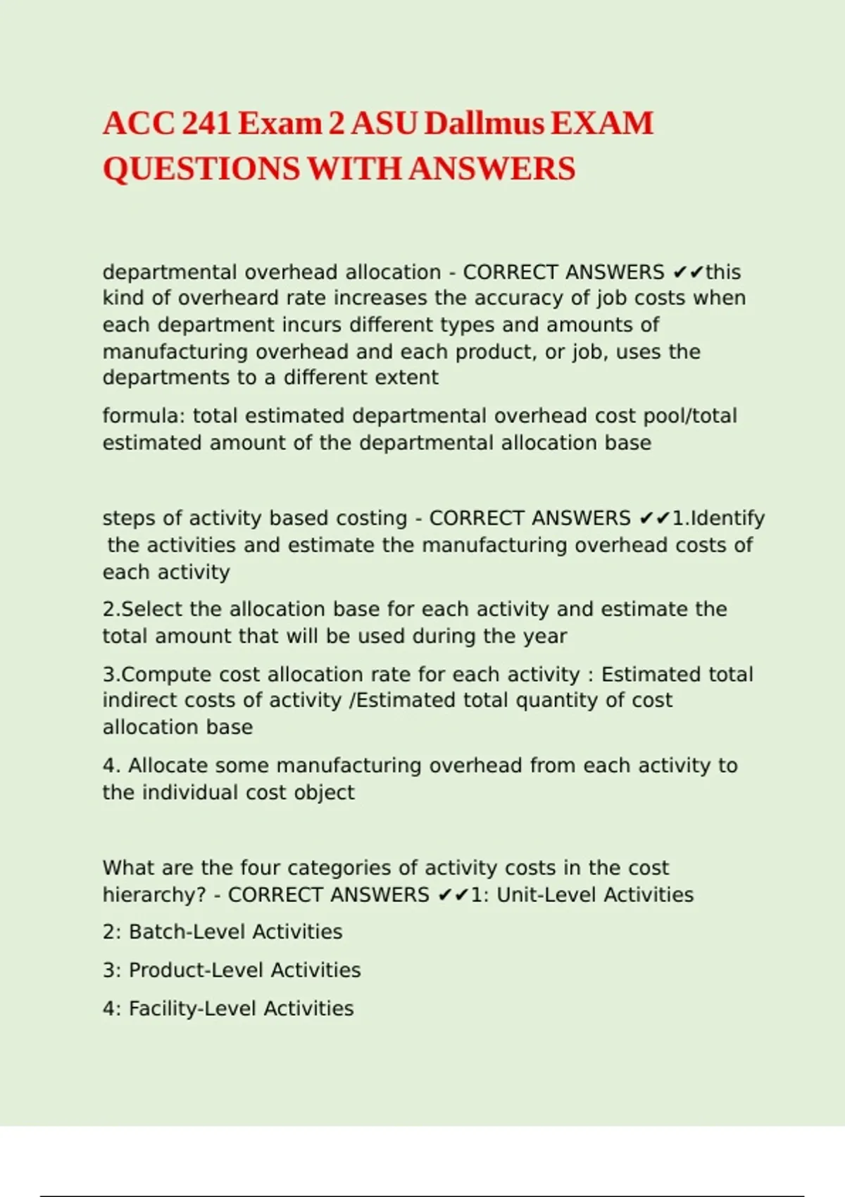 ACC 241 Exam 2 ASU Dallmus EXAM QUESTIONS WITH ANSWERS - ACC 241 ...