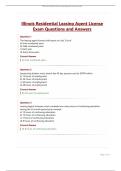 Illinois Residential Leasing Agent License Exam Questions and Answers