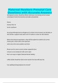 Maternal Newborn Prenatal Care Questions with Accurate Answers