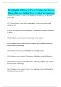 Multiple Choice For Prenatal Care Questions With Accurate Answers