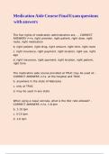 Medication Aide Course Final Exam questions with answers